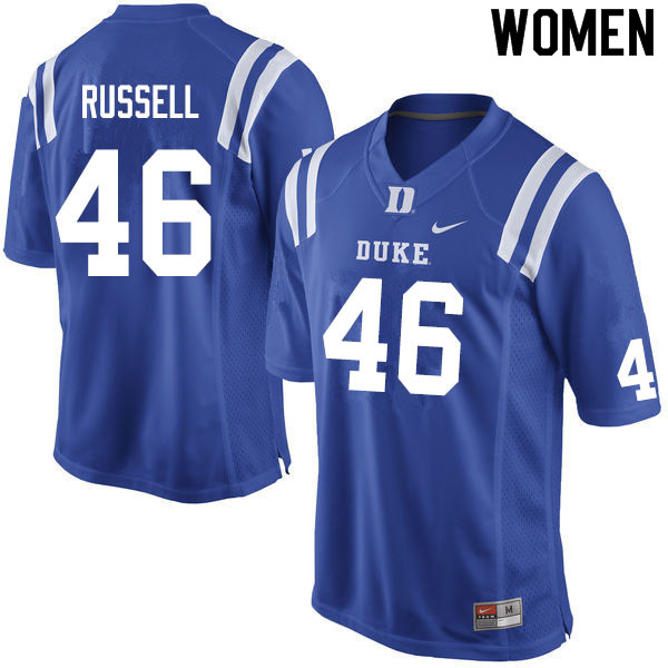 Women #46 Mason Russell Duke Blue Devils College Football Jerseys Sale-Blue